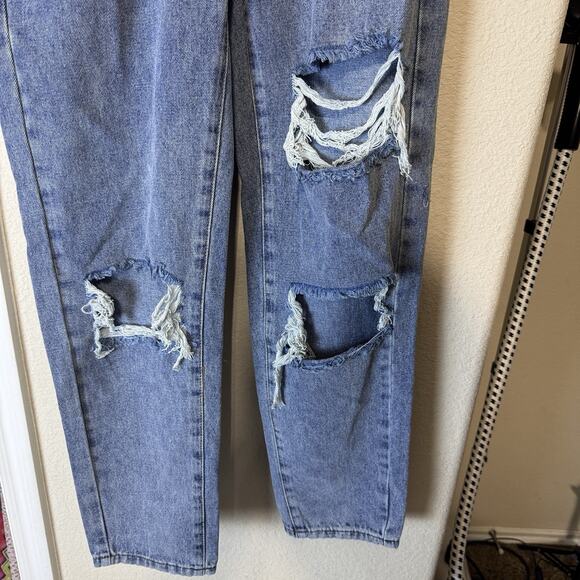 SHEIN Women's Denim Distressed Jeans Size 25/XS High Rise Torn Knees Ripped - Picture 3 of 8